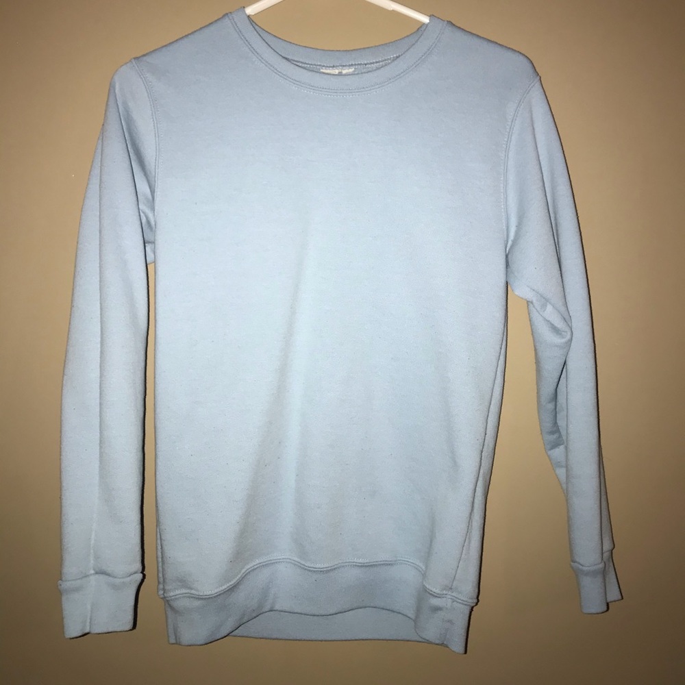 blue crew neck top